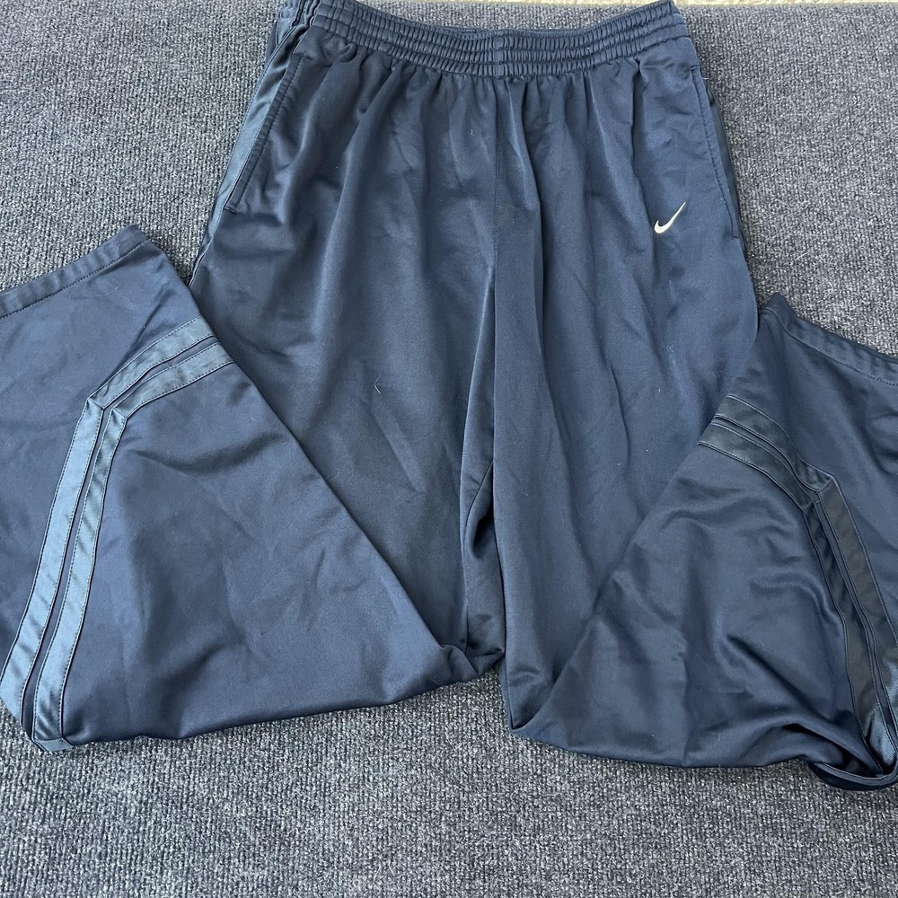 Y2K Nike Track Pants Mens Large Blue Side Stripe Athletic Warm Up Swoosh Running